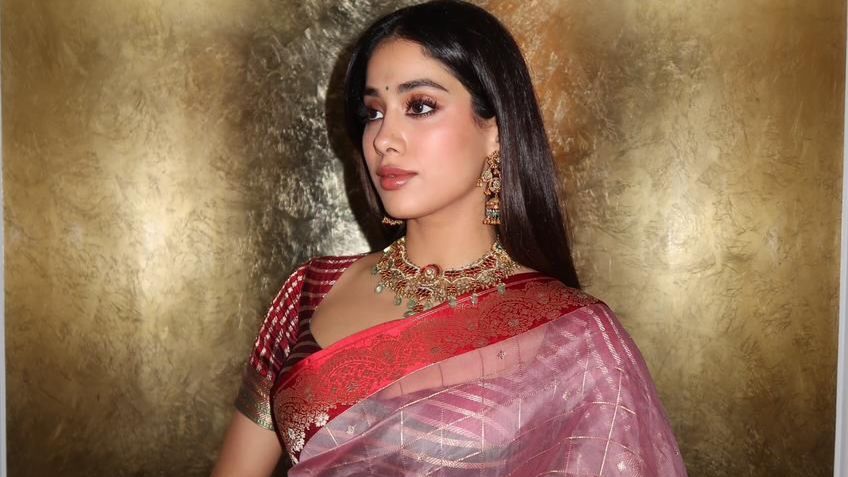 Janhvi Kapoor’s pink Banarasi silk organza sari was woven with a special technique