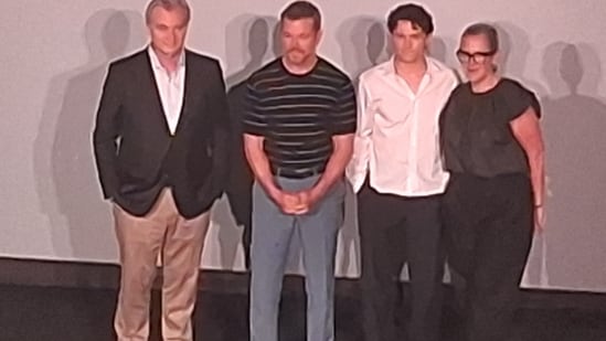 See pics| Christopher Nolan, Tom Holland, Matt Damon make a surprise appearance at Mumbai theater