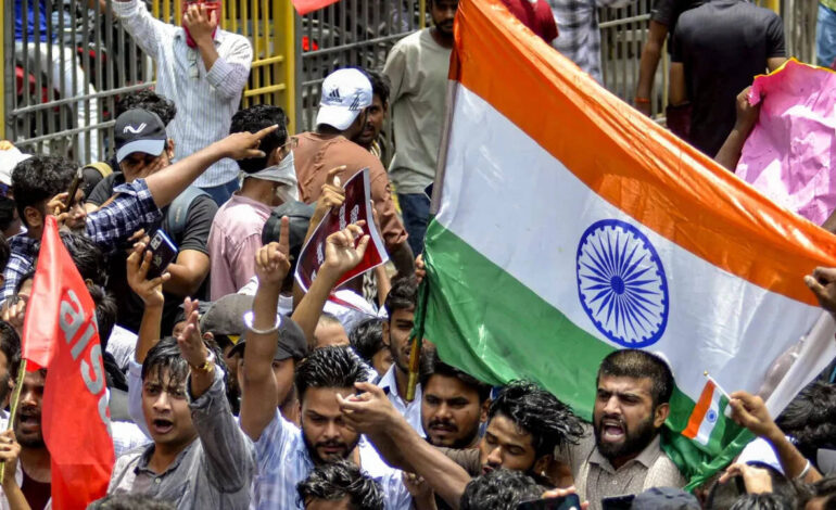 Water cannon, tug of war and a stolen gate: Patna NEET protest goes viral | India News