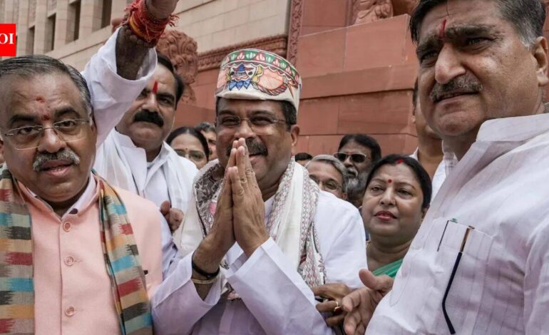 ‘Dharmendra Pradhan Zindabad’: Ex-education minister gets rousing welcome in Parliament; oppn fumes | India News