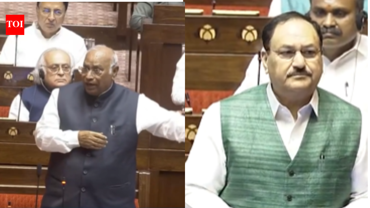 Watch: Stormy scenes in Rajya Sabha as Kharge, Nadda clash over police action against student protesters | India News