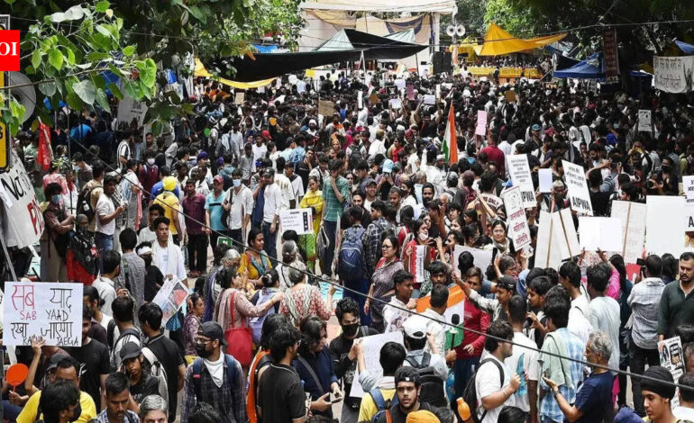 Woman injured during NEET protest discharged from RML after 10 days | India News