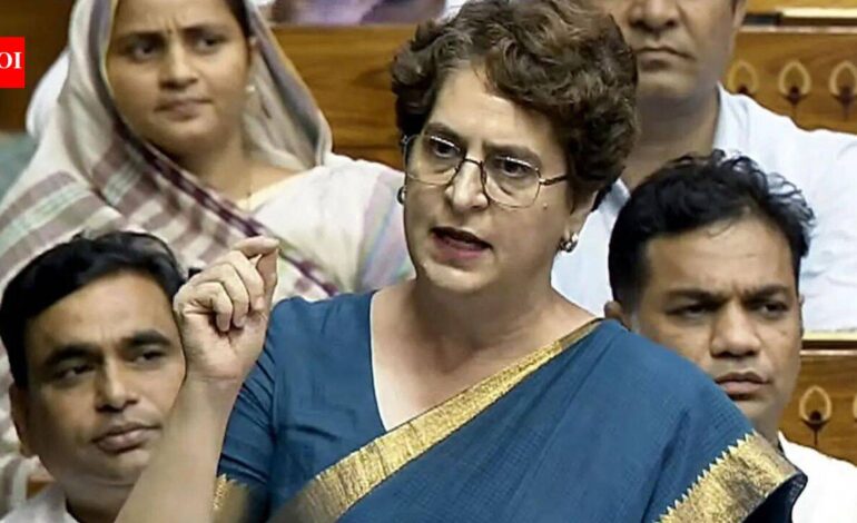 Priyanka’s ‘gaumutra expert’ remark stirs row, over 200 academicians slam LS MP | India News
