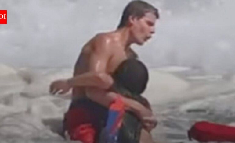 California rookie lifeguard Ryder Williams saved a 10-year-old from 10-foot waves in his first rescue; after his shift, the 16-year-old helped save two more people and won Trump’s praise