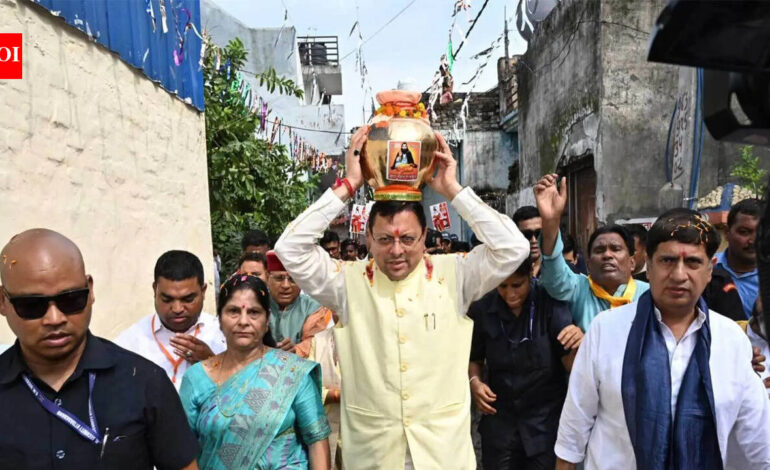 CM Dhami inaugurates Kalash Bandhan Maha rally in Bhagwanpur on 650th birth anniversary of Sant Guru Ravidas | India News