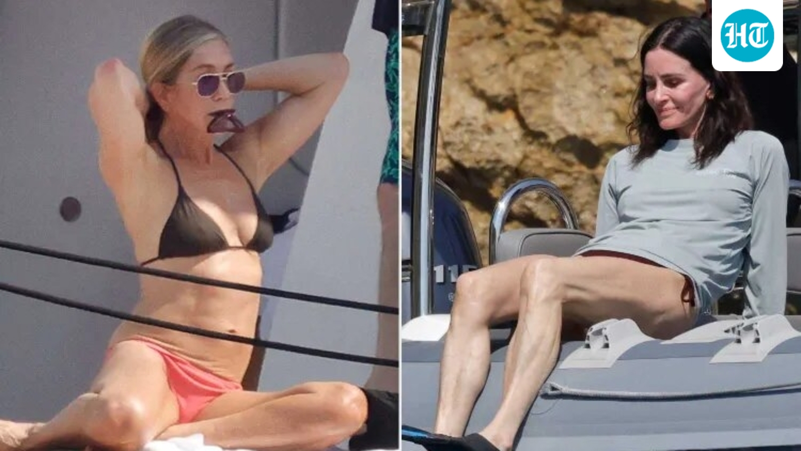 Friends co-stars Jennifer Aniston and Courteney Cox enjoy holiday in Spain alongside Pedro Pascal, Jim Curtis