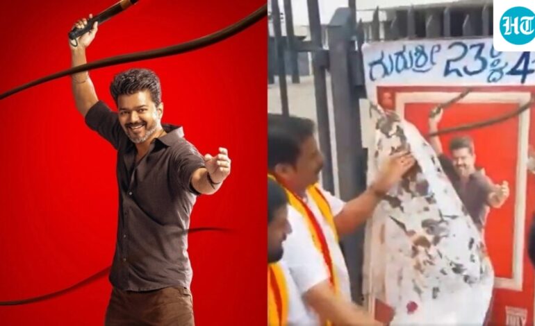 Vijay’s Jana Nayagan screening halted due to Cauvery protests; posters torn by activists in Karnataka