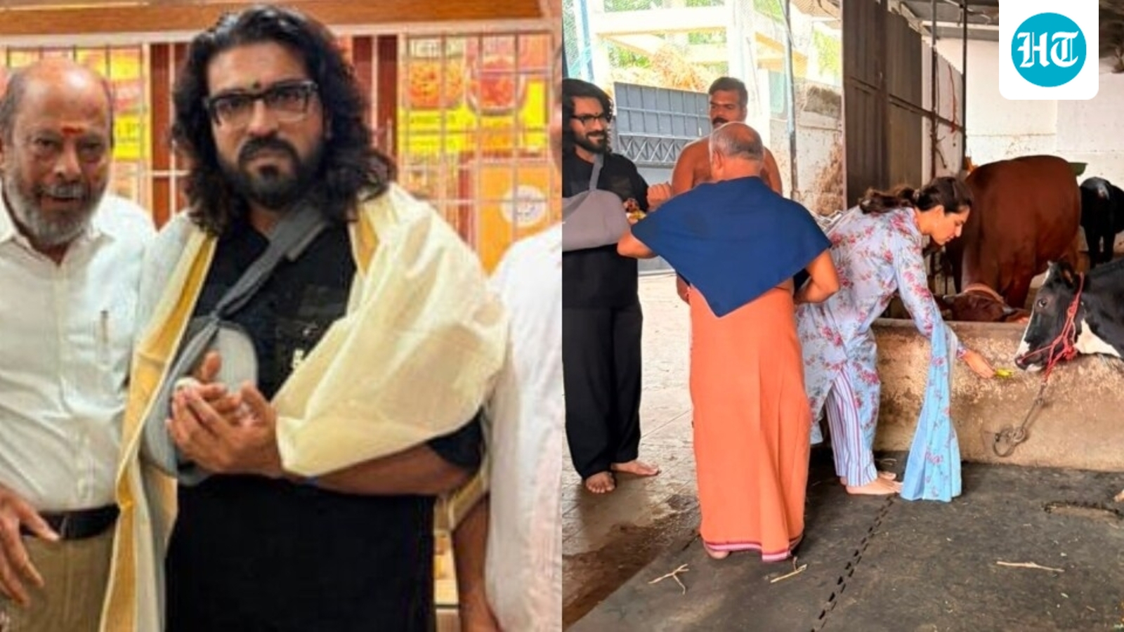 Ram Charan visits Coimbatore temple with Upasana Konidela after wrist surgery for Peddi injury. See pics