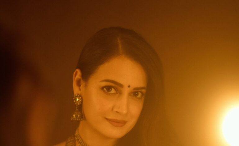 Dia Mirza wore a handwoven sari from Shruti Sancheti with a block printed blouse