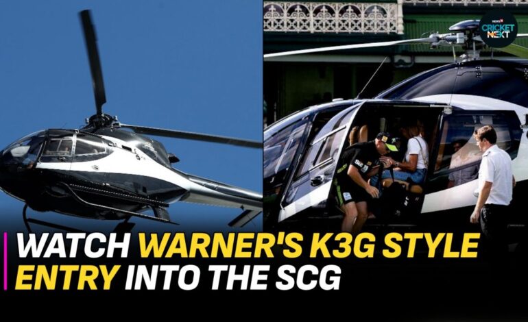 David Warner Enters the Sydney Cricket Ground in a Chopper For A Big Bash League Game