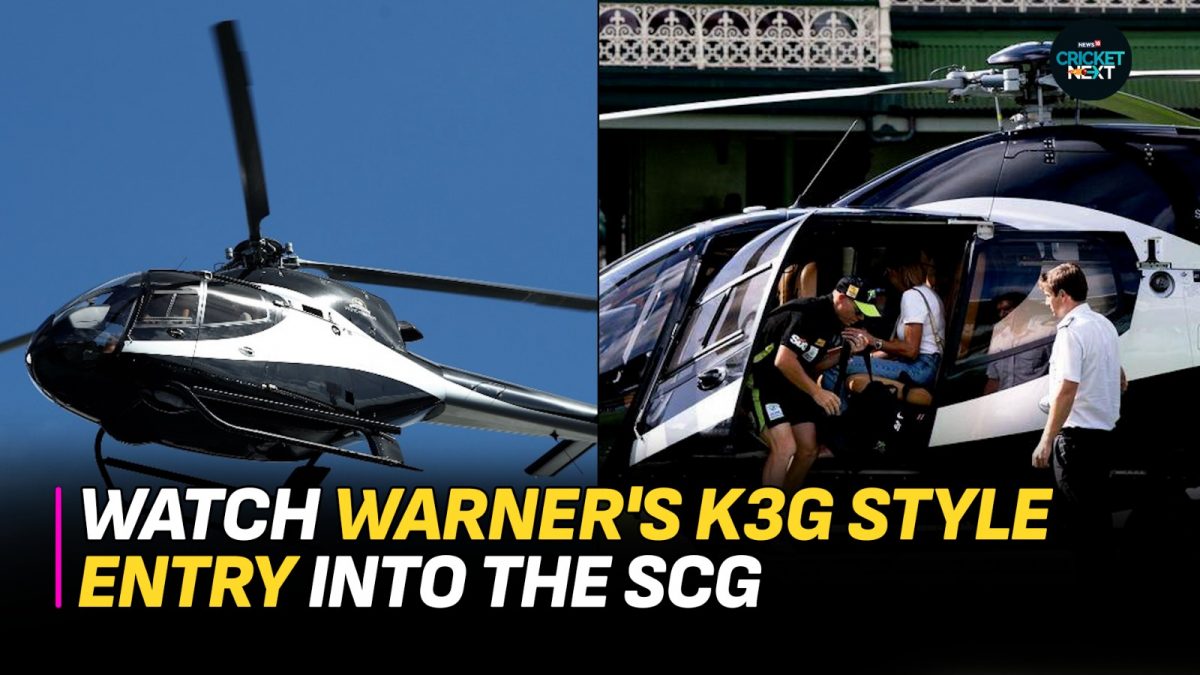 David Warner Enters the Sydney Cricket Ground in a Chopper For A Big Bash League Game