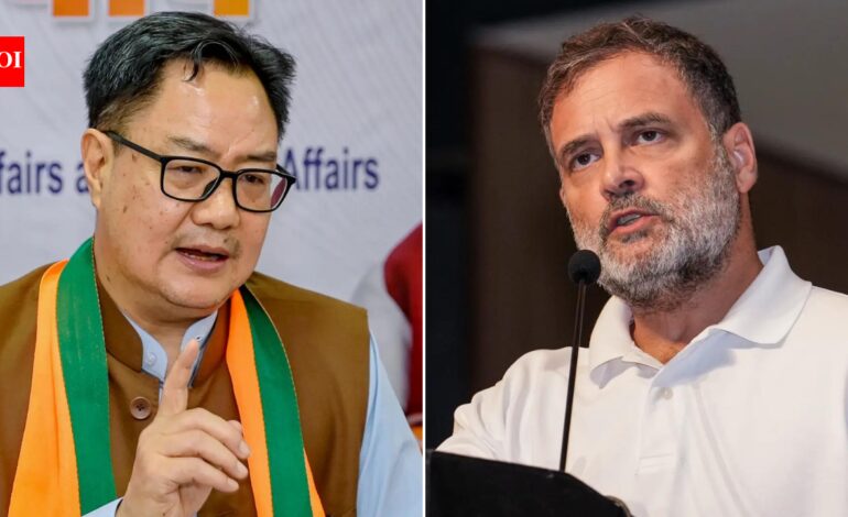 Kiren Rijiju: ‘We are not enemies’: Rijiju meets Rahul to break Parliament logjam over Delimitation, FCRA | India News