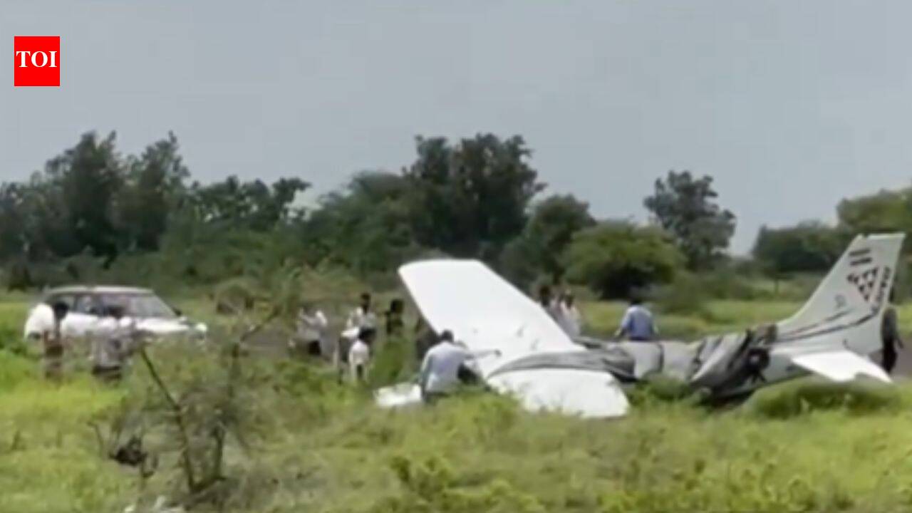 Watch: Trainer aircraft crashes near Baramati airstrip in Maharashtra | India News