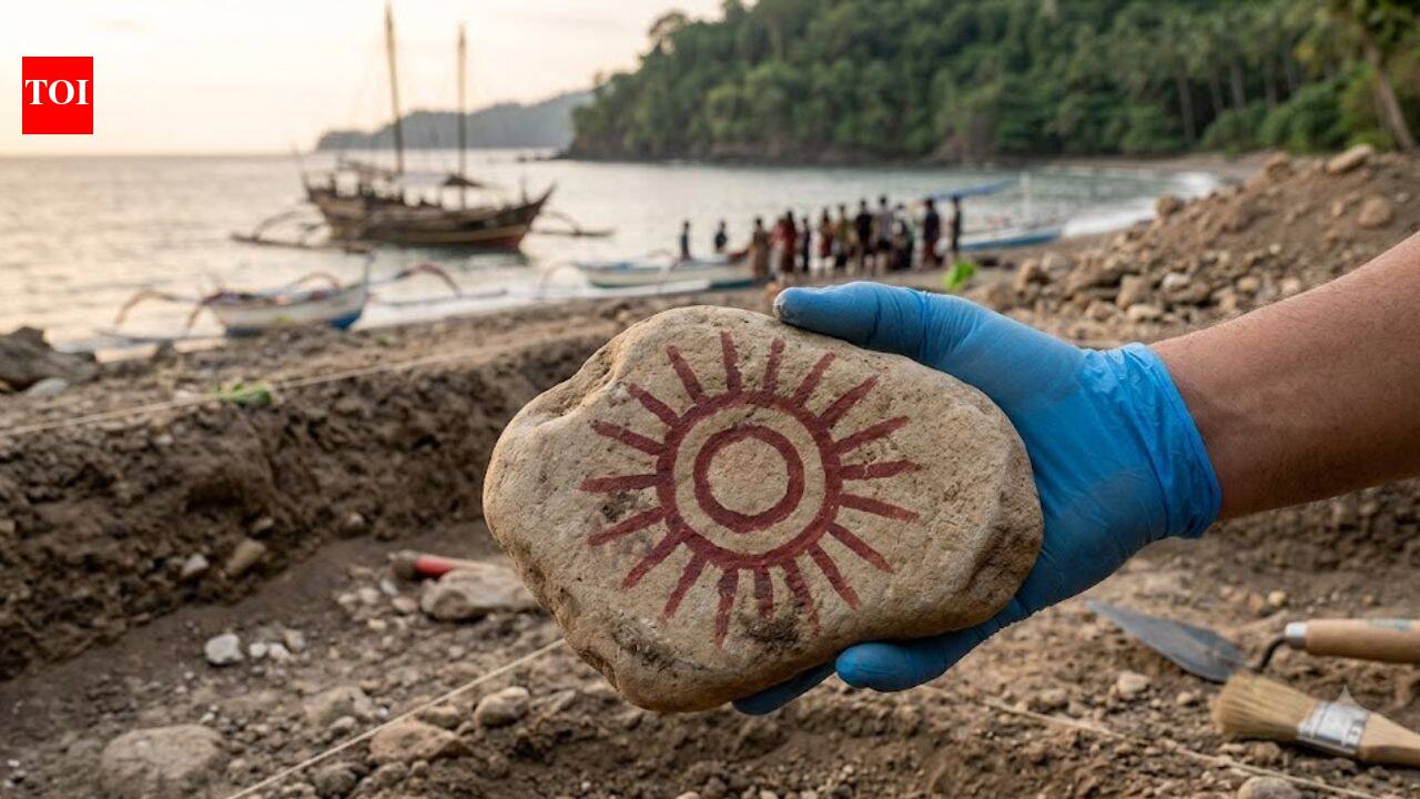 4,000-year-old painted stone in Indonesia reveals symbolic art carried by ancient Austronesian maritime voyagers | World News