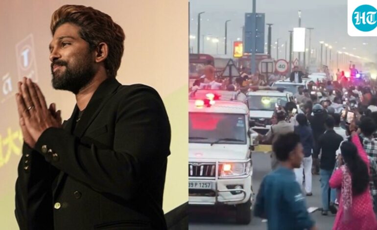 Allu Arjun fans block Vizag streets and chase his car to catch a glimpse of him; get Raaka update. Watch