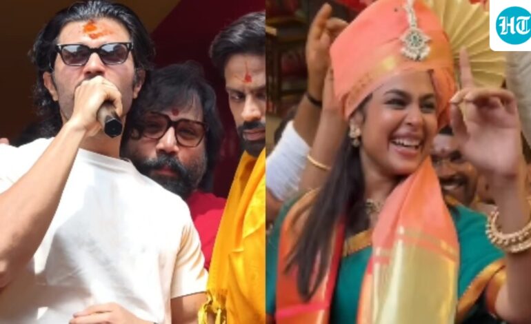 Sandeep Reddy Vanga, Vijay Deverakonda, Faria Abdullah celebrate Bonalu with fans in Old City. Watch