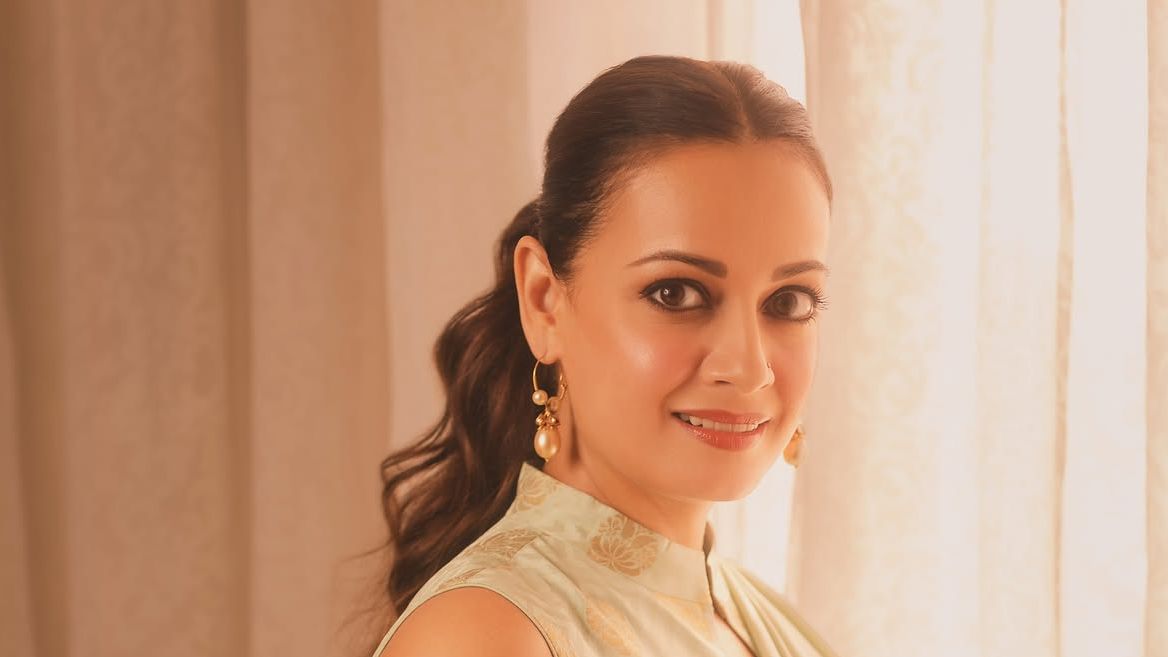 Dia Mirza’s pistachio green silk sari from Raw Mango is at least 10 years old