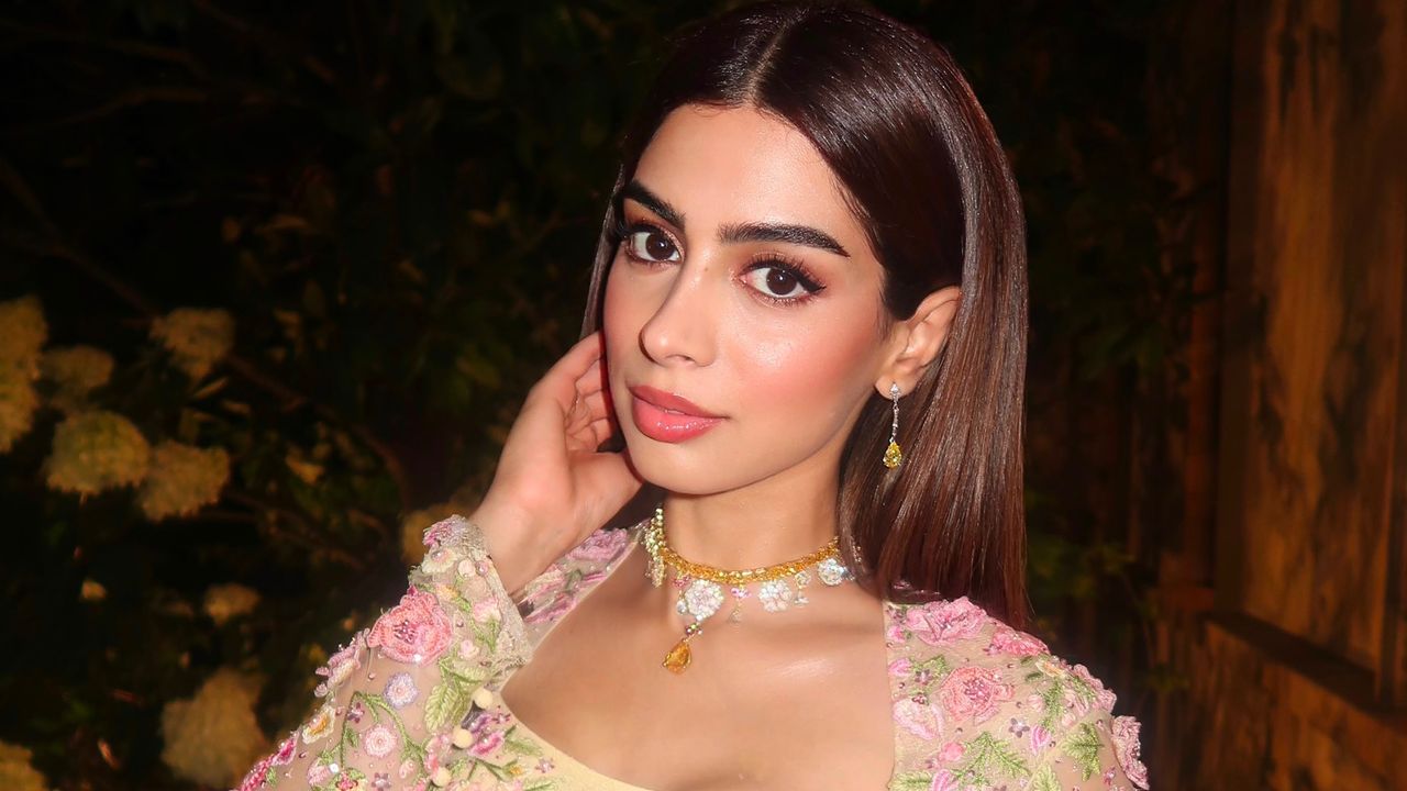 Handcrafted floral appliqués steal the spotlight on Khushi Kapoor’s butter yellow Manish Malhotra lehenga
