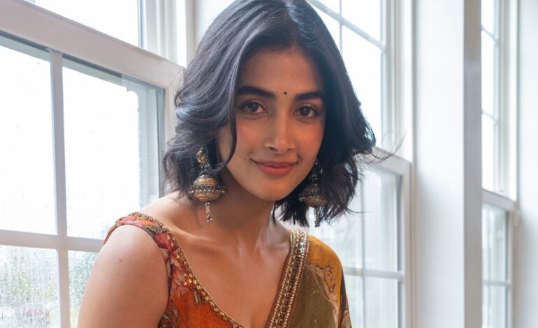 Pooja Hegde makes a case for dopamine dressing in a sari with vintage floral prints