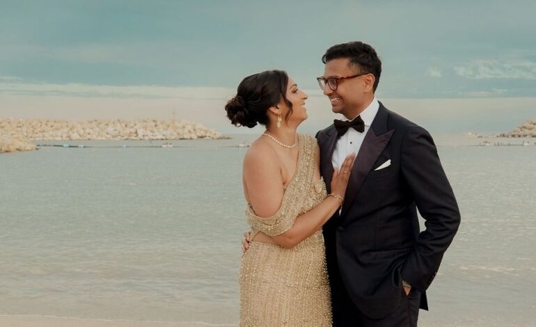 This couple’s childhood best friends officiated their Los Cabos wedding beneath two rainbows