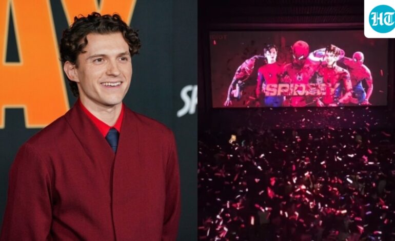 Tom Holland gets mass hero treatment for Spider-Man Brand New Day in Telugu states with title cards, confetti. Watch