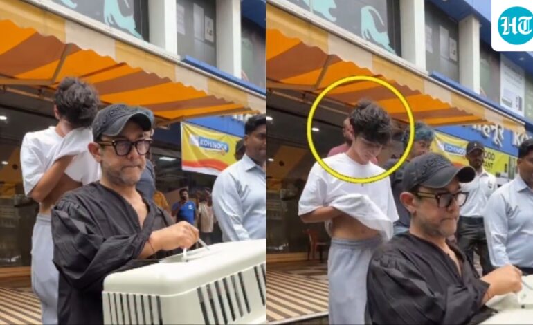 Aamir Khan and Kiran Rao look distressed as son Azad cries while leaving pet clinic in Mumbai. Watch