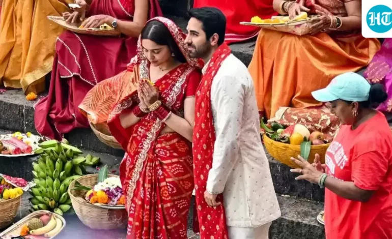Ayushmann Khurrana, Sharvari give sanskari vibes in first pics from sets of Sooraj Barjatya’s Ye Prem Mol Liya. See pics