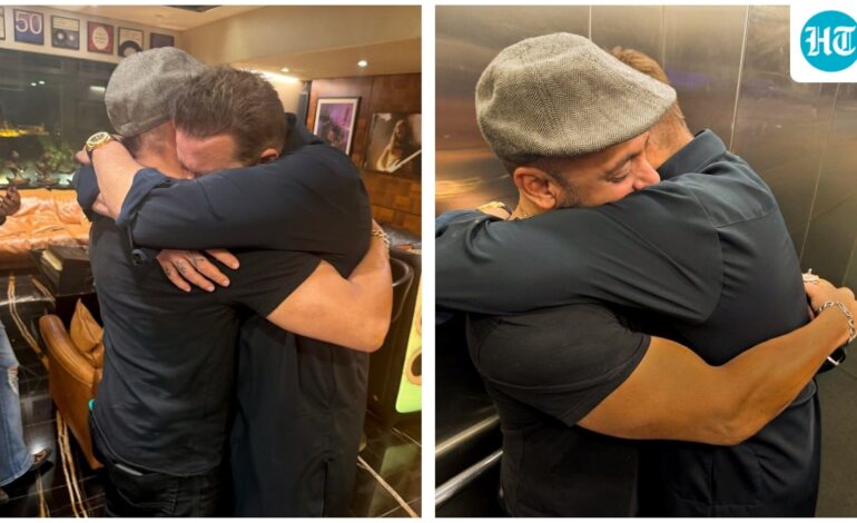 Salman Khan celebrates ‘bada bhai’ Sanjay Dutt with a tight hug, has an emotional reunion