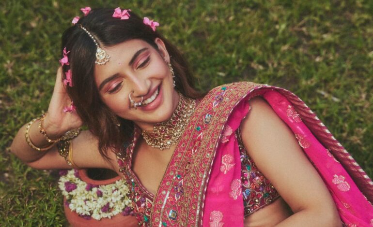 Sreeleela’s Banaras-inspired rani pink lehenga was hand-embroidered over 150 hours